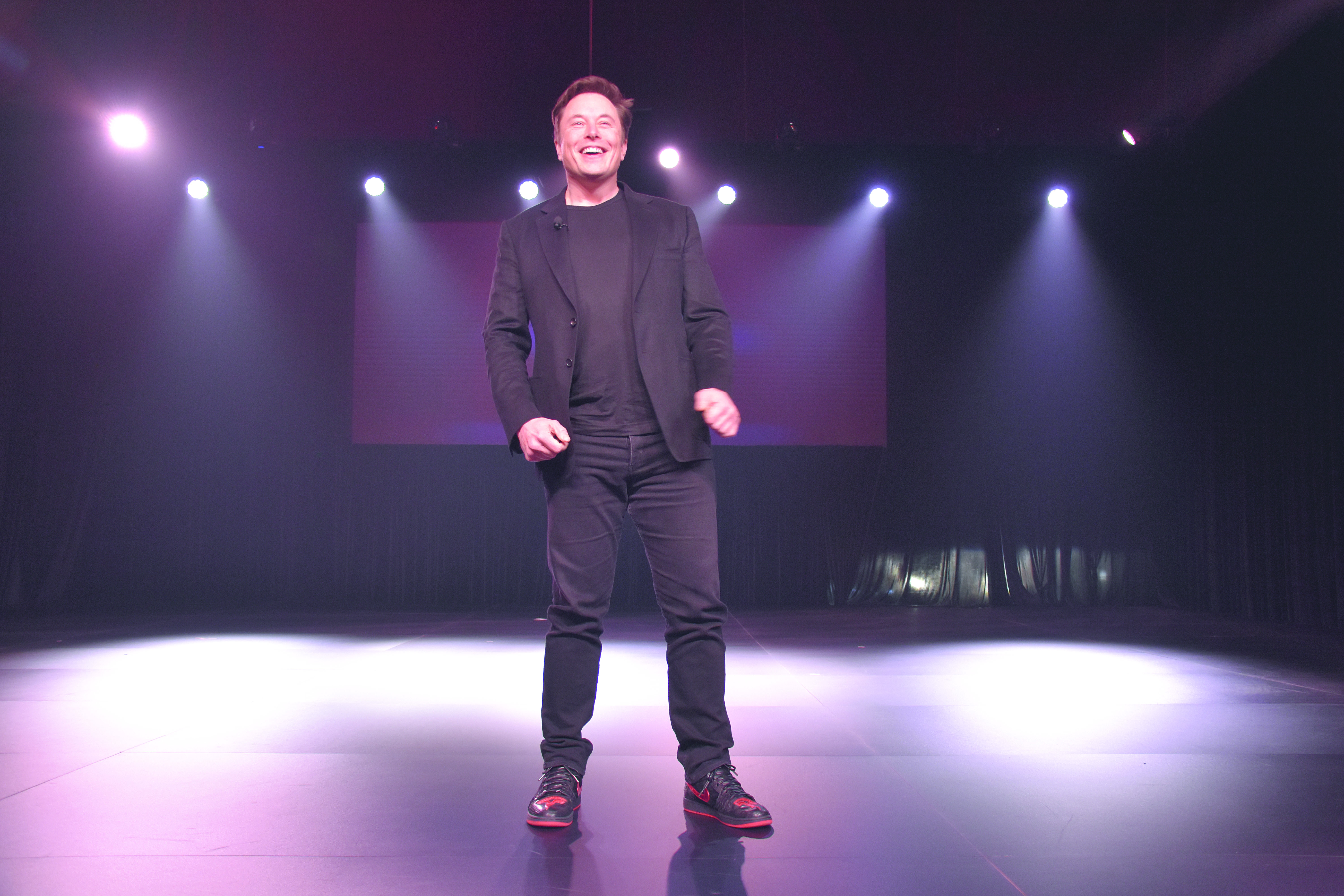 Der gut gelaunte Tesla-Chef Elon Musk bei der Model Y-Präsentation am 14. März 2019 in Los Angeles.   Foto: Martin Gillet von der Zeitschrift „Supercharged“ des Tesla Owners Clubs Belgien, teslaclub.be 