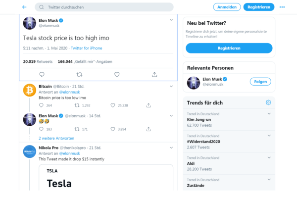 Elon Musk verunsichert mit neuen Tweets