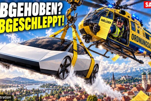 Tesla Roadster kann fliegen – Ordnungsamt bestellt Abschlepphubschrauber